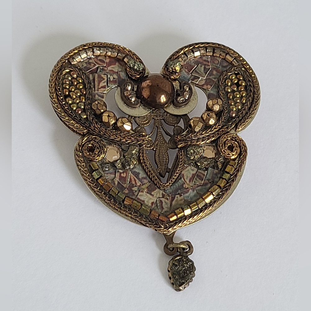 Vintage Ayala Bar Designer Boho Intricate Beaded Art Chunky Statement Brooch